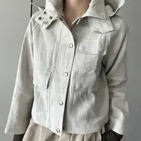 anan 按扣拉链连帽亚麻外套FZwt250405001