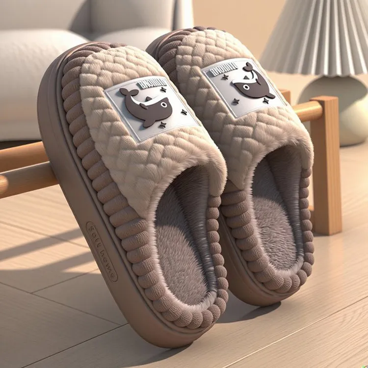向伦家居大码棉拖鞋男士2025新款外穿秋冬季加绒保暖防滑防臭拖鞋