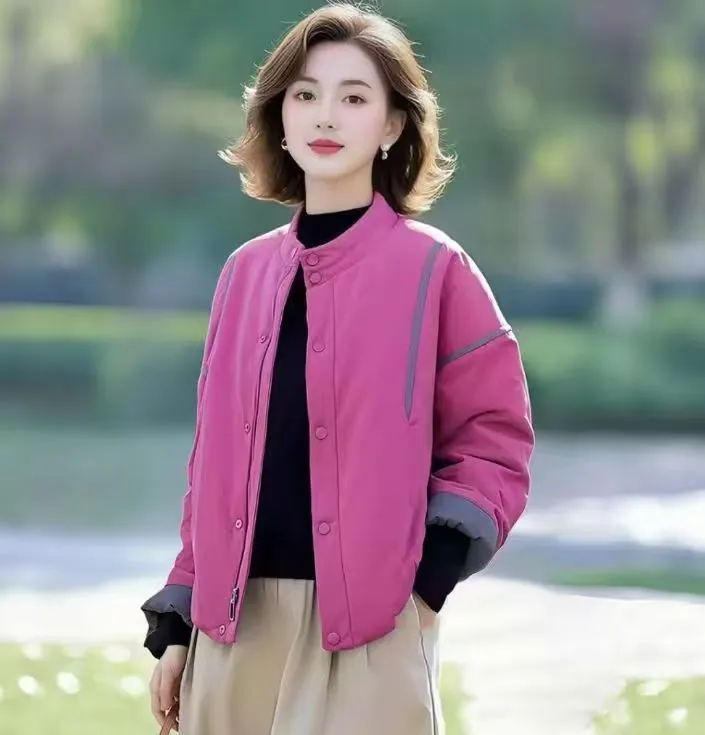 (在仓发货+运费险)2025秋冬季时尚百搭休闲立领女韩版小棉袄