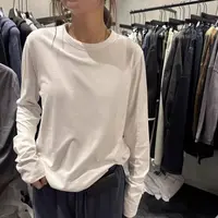 【杨嘻嘻】即墨韩版常规款休闲白色宽松长袖秋季透气圆领T恤29028