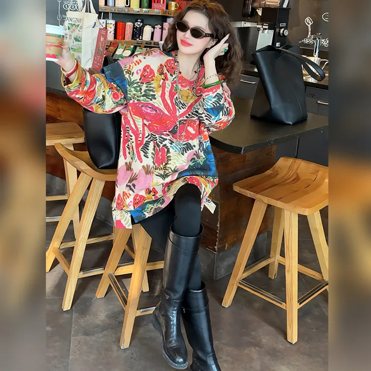 【Linda姐高端线】冬季时尚慵懒休闲上衣爆款印花卫衣AF5SWY0556