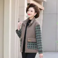 B173新款妈妈秋冬装短款棉服外套洋气妈妈装小棉袄中老年毛呢棉衣