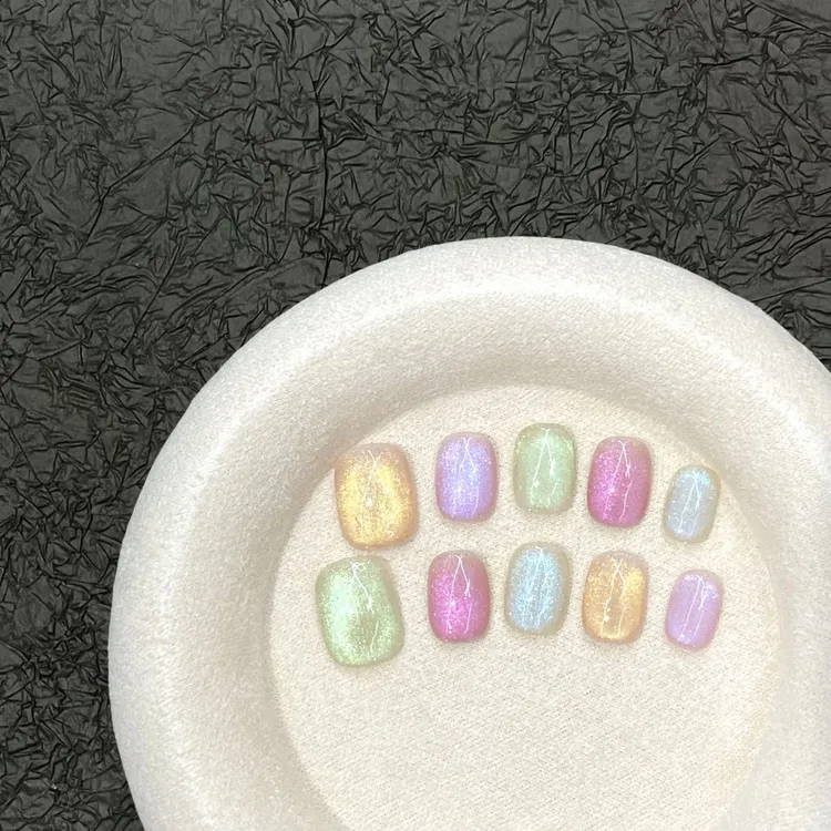 感穿戴甲穿戴甲七彩玻璃珠穿戴甲夏日轻奢美甲穿戴甲片