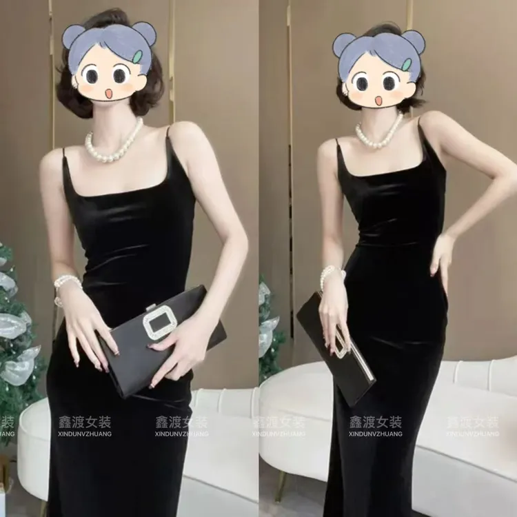 2025夏季新款时尚显瘦气质女士网红洋气连衣裙百搭款D5962