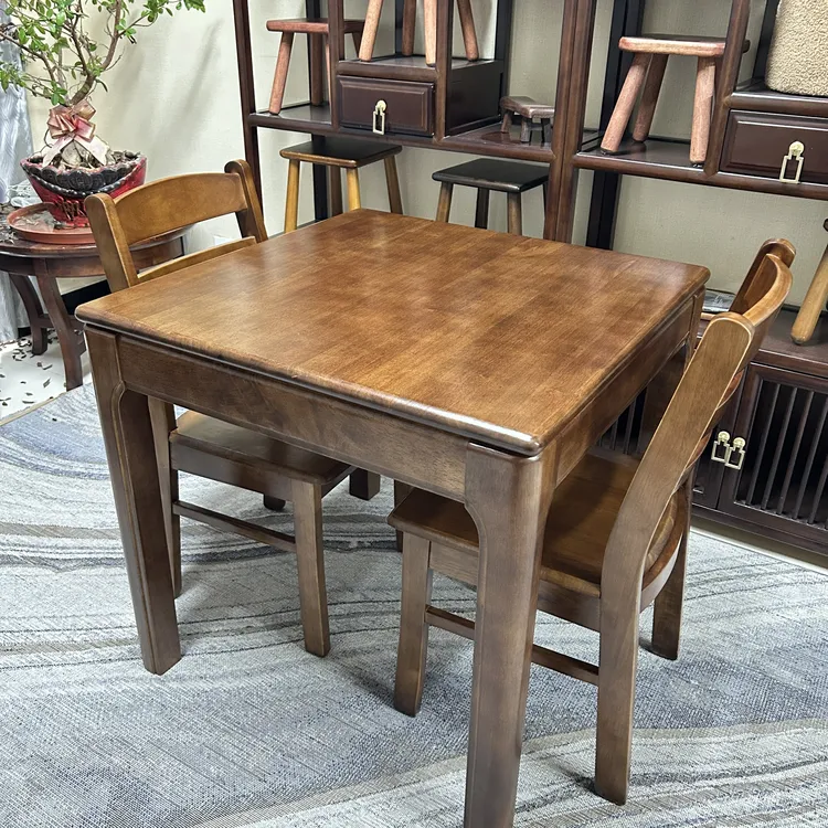 原木大板直拼实木加厚加粗餐桌现代中式风实木方桌客厅餐厅用