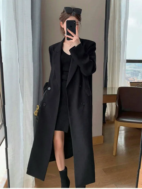【新品】风衣大码女春装赫本风女中长款西装胖mm休闲宽松英伦风外套