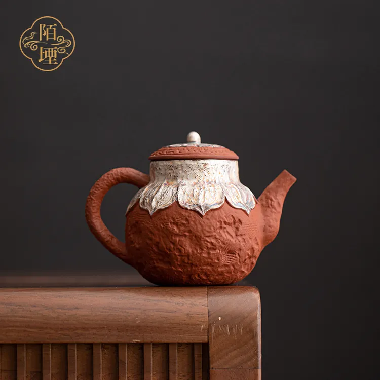 陌堙 原矿紫砂茶壶功夫茶具手作禅意鎏银泡茶壶小容量家用茶具