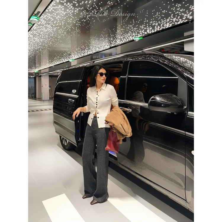 RRB Design 醋酸桑蚕丝绵羊毛混纺立体裁剪厚实微喇裤百搭休闲裤