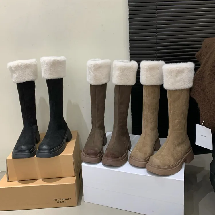 靴子堆堆靴新款长筒厚底过膝时尚百搭加厚网红长靴女秋冬时装靴风