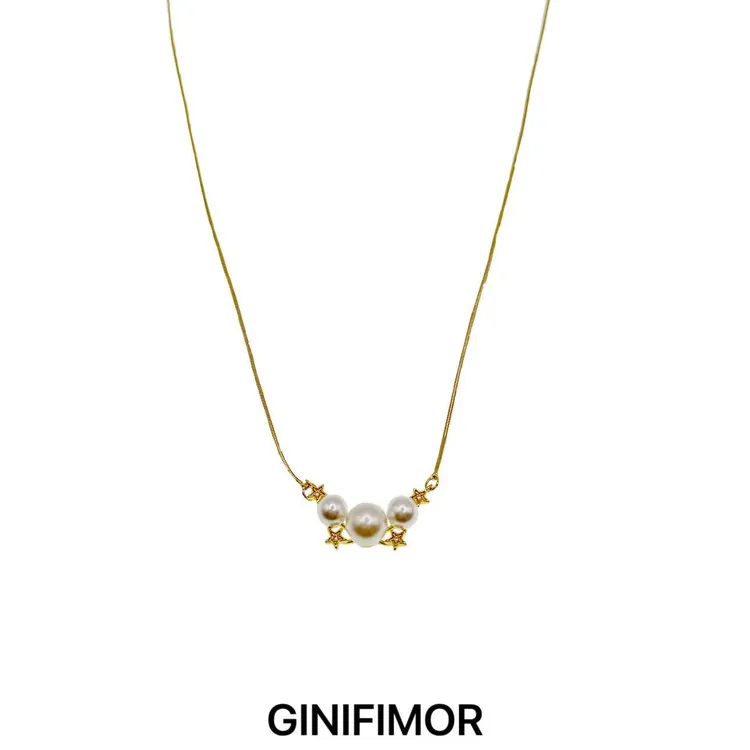 GINIFIMOR 铜合金项链 a746 七星伴月仿珍珠项链百搭锁骨链
