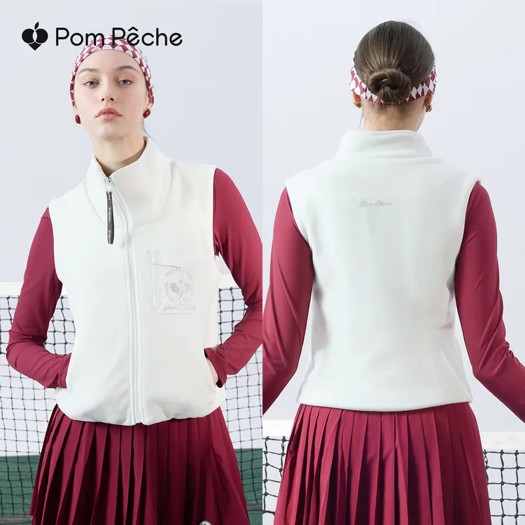 PomPeche彭派奇网球运动跑步马甲户外女款保暖棉服外套暖呼呼马甲