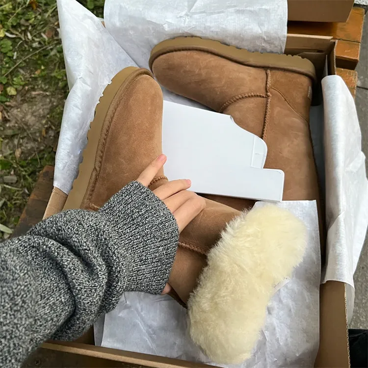 【露露专属】中筒雪地靴女冬季羊皮毛一体加绒加厚东北雪地棉鞋