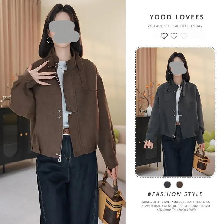 美式特调复古工装风短款机车外套女2025春秋新款高级感立领夹克潮