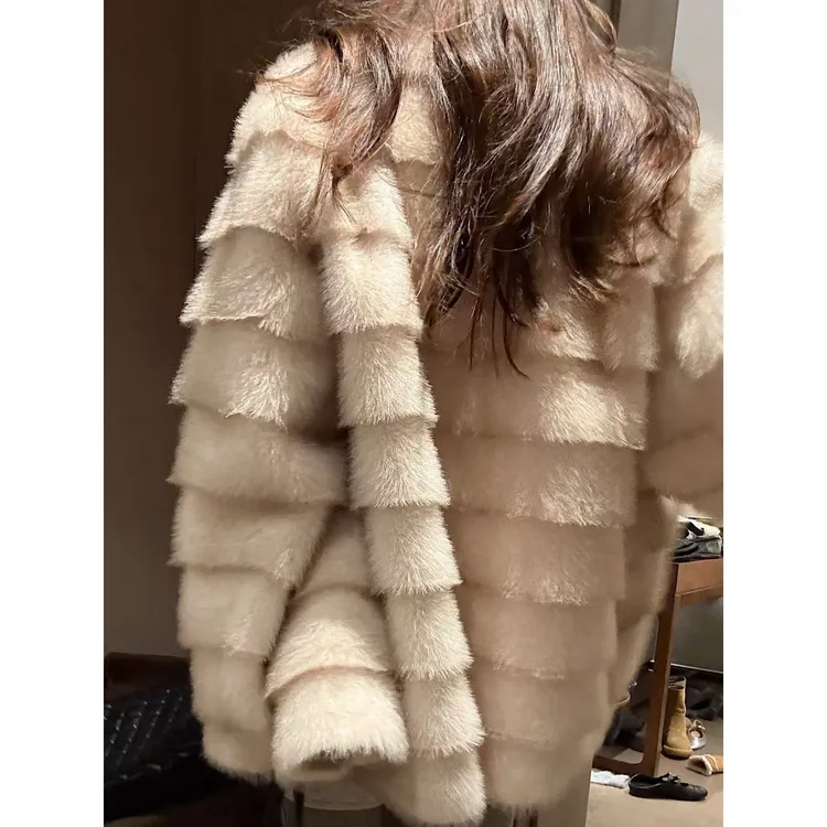 人造皮草 SP 【收藏级中古】皮m一体皮草女冬季高级感环保毛毛外套