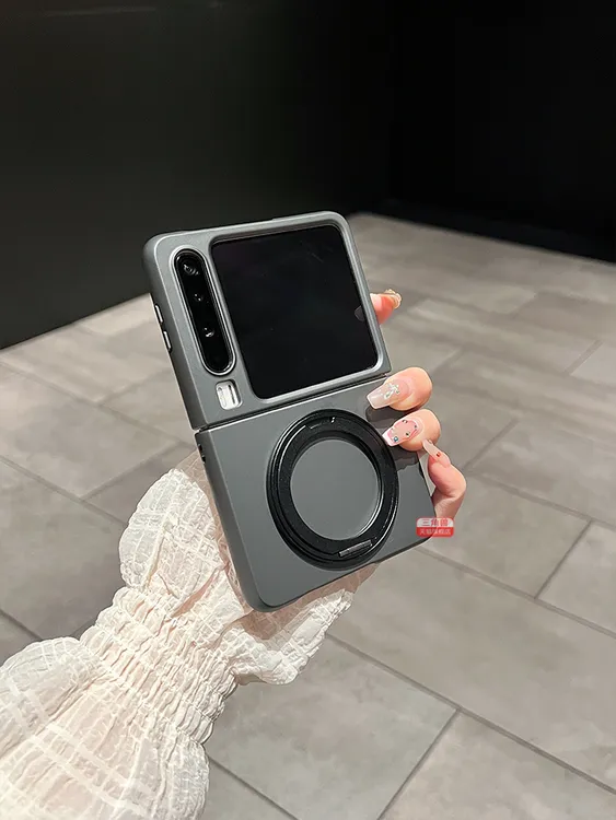 适用华为purax手机壳电镀磨砂Pocket 2超薄旋转支架小米mixflip2