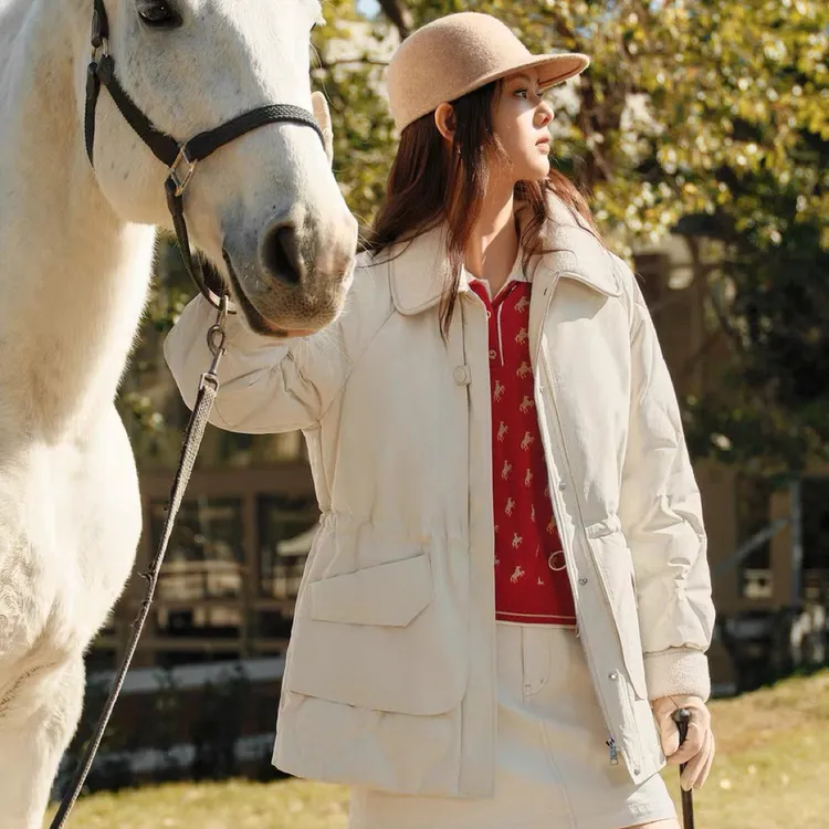 EP雅莹2025秋装新款女装 松花江鹅绒宽松中长款翻领羽绒外套Y918A