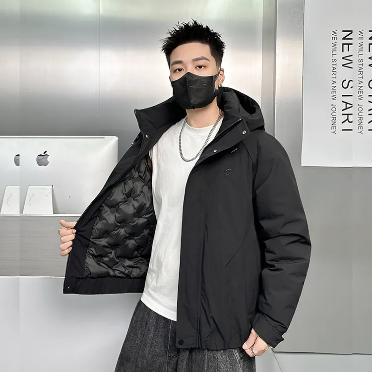 男士棉衣潮流冬季男款百搭休闲时尚保暖纯色拉链短款棉服外套男