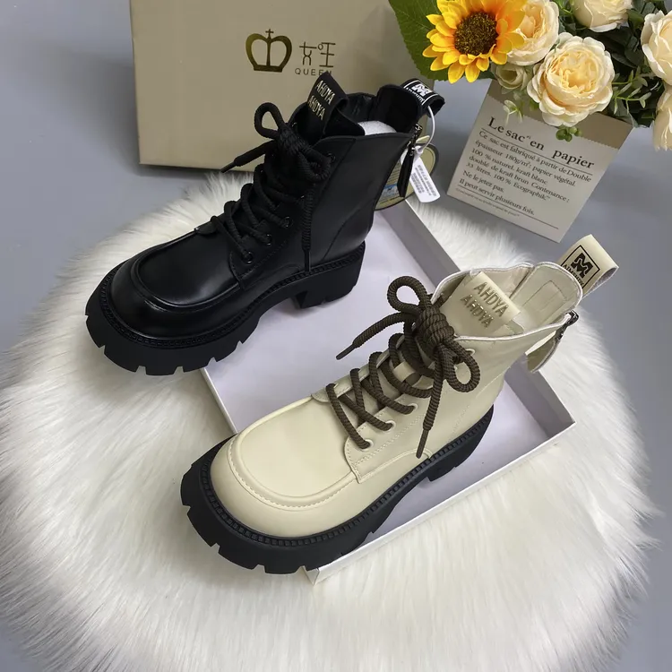 2025秋冬新款双拉链马丁靴冬季英伦风时尚洋气百搭厚底女短靴6337