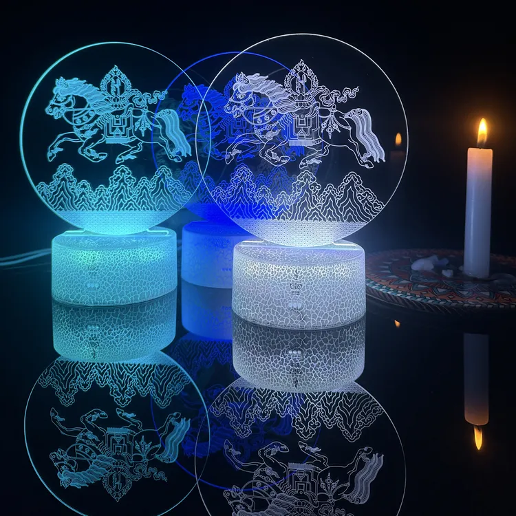 蒙古元素摆件风马祈愿氛围感3D睡眠小夜灯亚克力房间情侣创意礼品