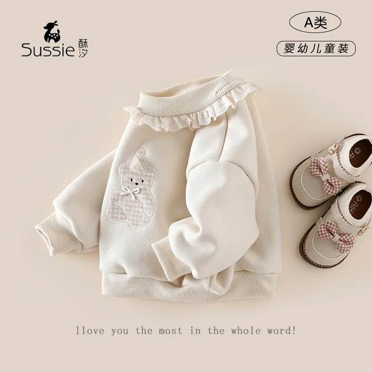 女童卫衣冬款2025新款女宝宝上衣加厚婴儿衣服秋冬款长袖套头内搭