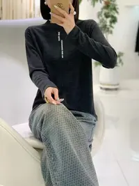 067-347 长袖立领套头款通勤秋季针织衫修身T恤
