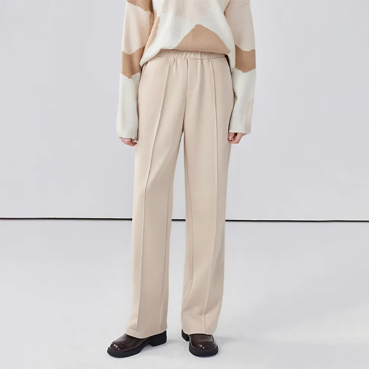 宝藏好裤子！厚实保暖~高腰松紧压褶多色呢料直筒通勤百搭休闲裤