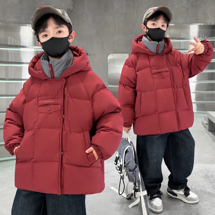 男童冬装红色拜年棉服2025新款儿童加厚兔外套冬季男孩棉衣喜庆潮