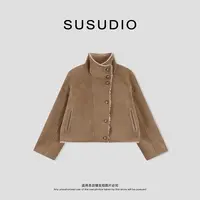 SUSUDIO 100绵羊毛 秋冬正反两穿温暖皮毛一体立领外套 70337