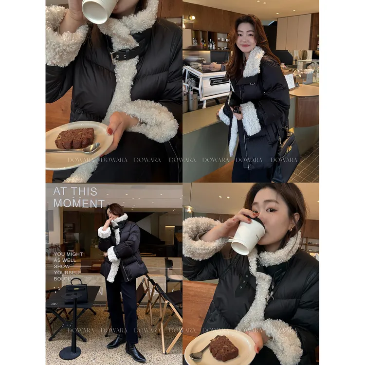 现货大婉酱微胖定制【北川朋克】90白鸭绒羽绒服女设计感外套 0085D