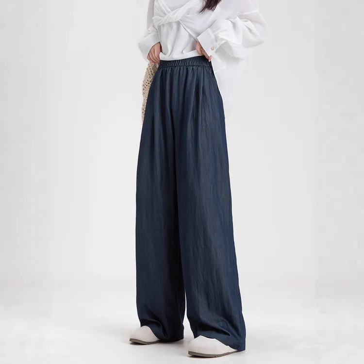 深蓝色通勤西装裤阔腿裤子 秋冬新款高腰宽松显瘦休闲山本裤80231