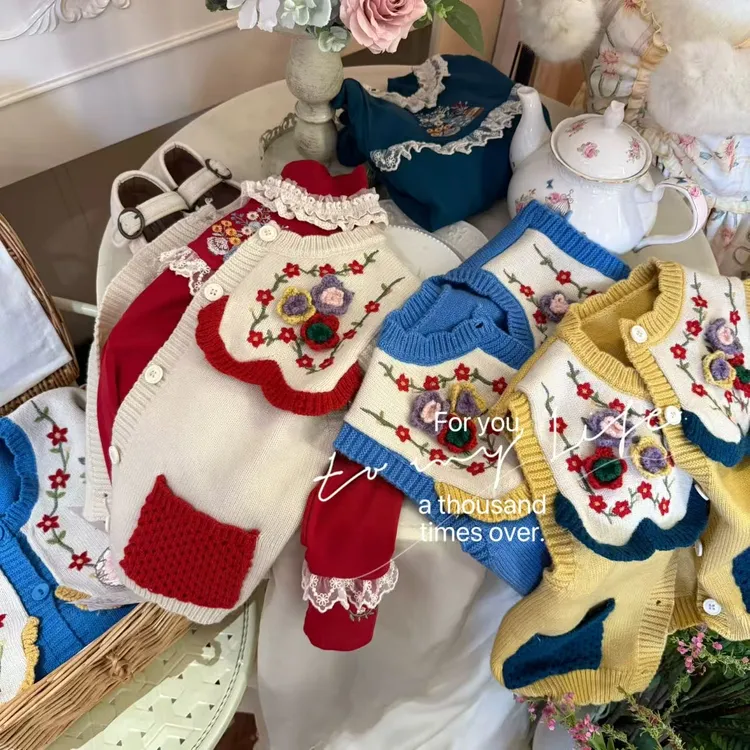 FLL-53810-儿童可爱公主重工毛衣马甲（秋款）