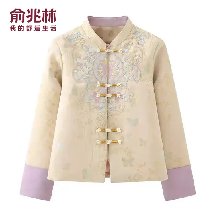 俞兆林中式女装时尚立领刺绣中国风古风复古宽松外套舒适保暖舒适