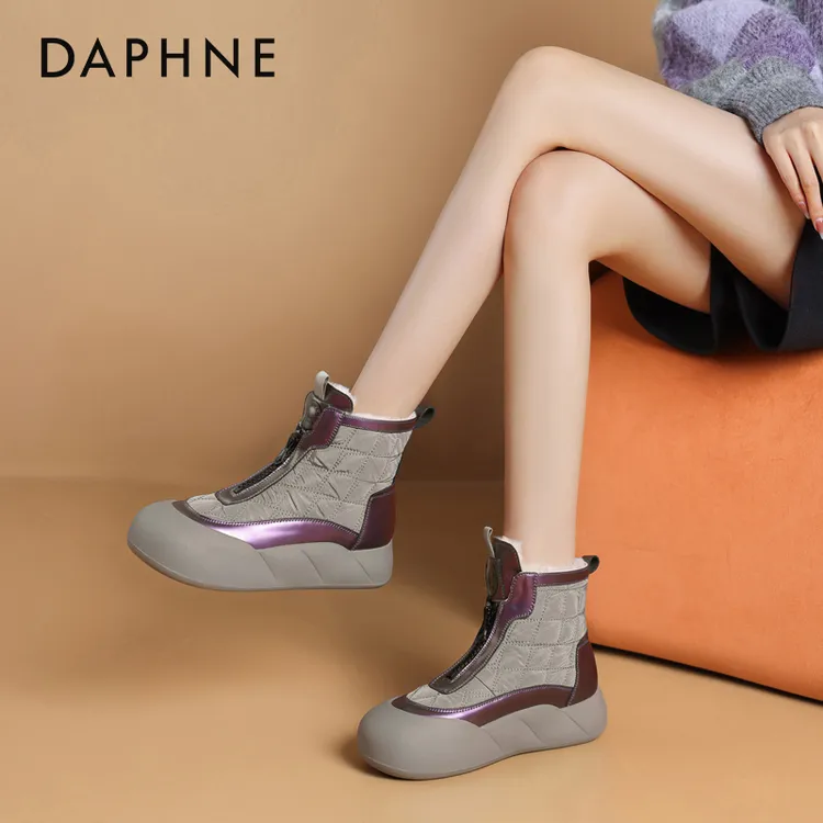 达芙妮保暖大棉雪地靴女2025冬加绒加厚东北百搭棉鞋耐磨防滑棉靴