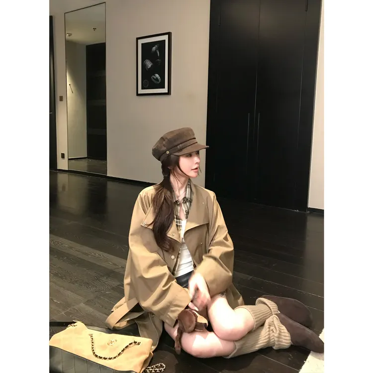 SKK"雾都短风衣"小个子天菜~桑丝莫代尔极简立领挺阔气场短风衣！