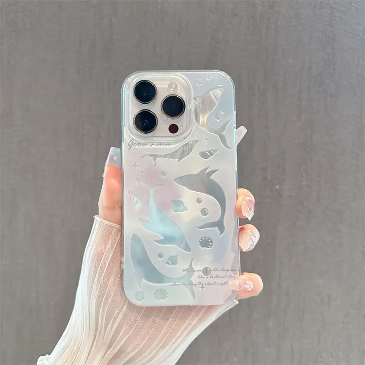 ins羽纱海豚适用苹果16华为vivo小米OPPO少女心iPhone15/14手机壳