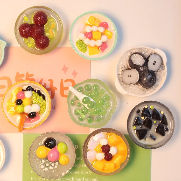 网红创意食玩水果波波立体磁性冰箱贴饰仿真芋泥甜品饭盒厨房美食