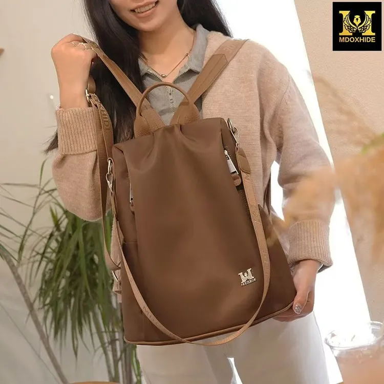 【现货现发】【长33cm*高34cm*厚14cm】女士防盗书包单肩斜挎包088棕