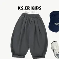 【小首尔】原版-现货-冬季男女童休闲百搭宽松加绒加厚裤子HBB8306