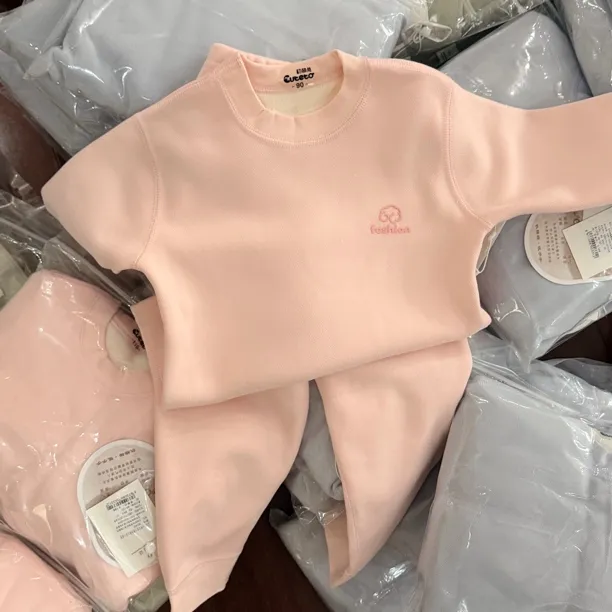 保暖内衣套装无骨加绒加厚男童女童中大童青少年秋冬打底家居服