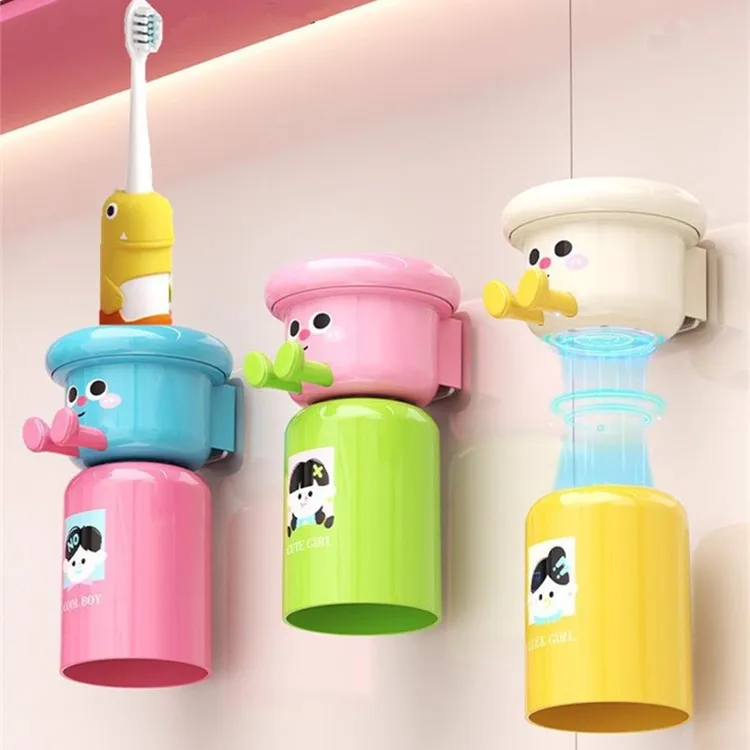 2025新款电动牙刷置物架壁挂式免打孔多巴胺磁吸漱口杯子收纳架子