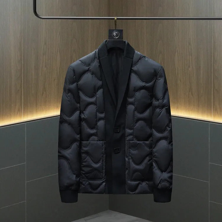 GORISIPU/古利施普冬季轻奢V领羽绒服时尚针织青果领保暖羽绒外套