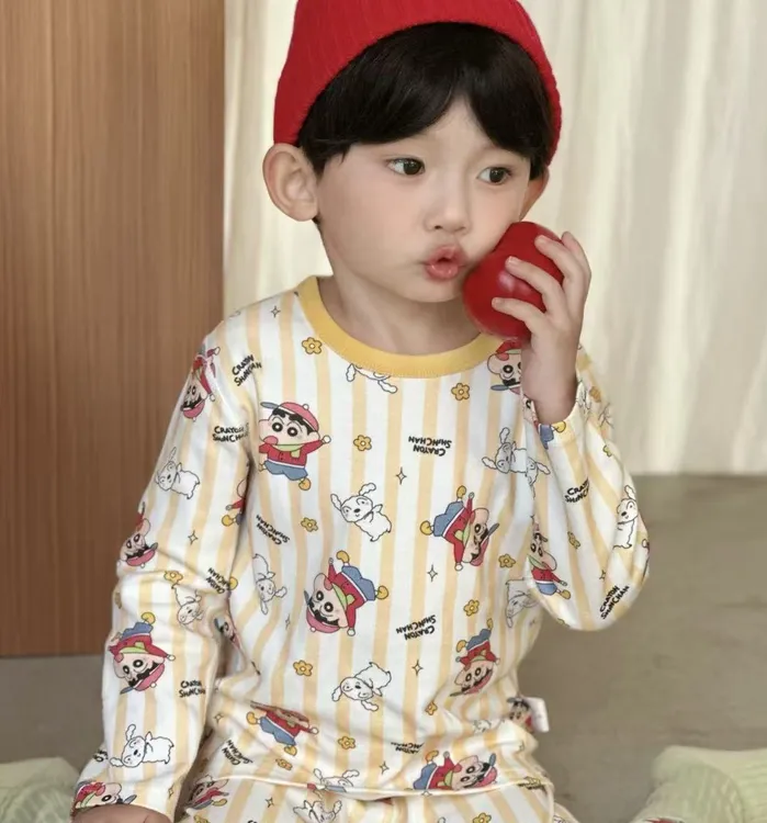 【小贝】 300g儿童秋冬加厚舒绒纯棉A类无骨长袖秋衣秋裤家居服套装