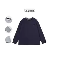91070 秋季新款男士战马刺绣假两件纯色圆领卫衣