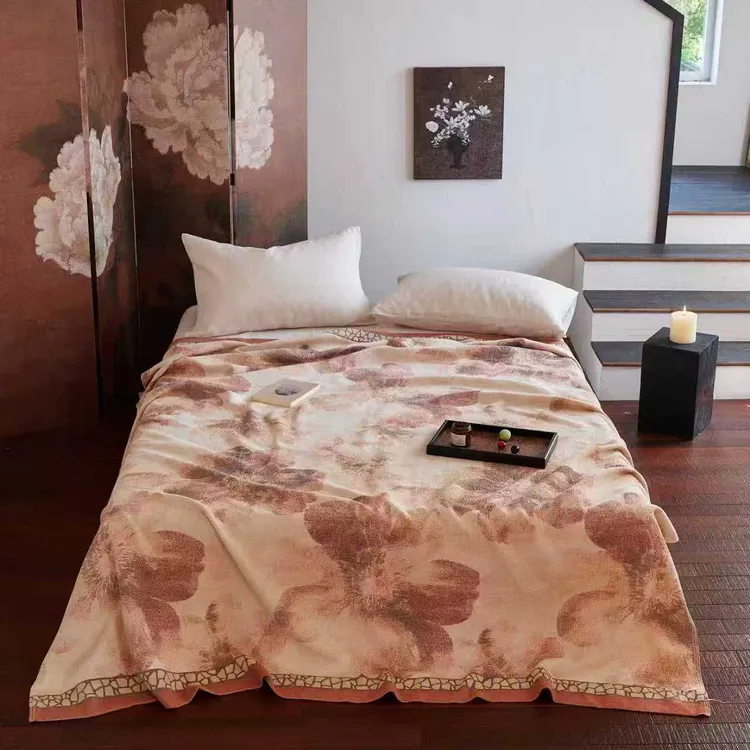 床盖毯【胭脂海棠】2x2.3米 高端轻奢双人四季多功能可铺可盖毯