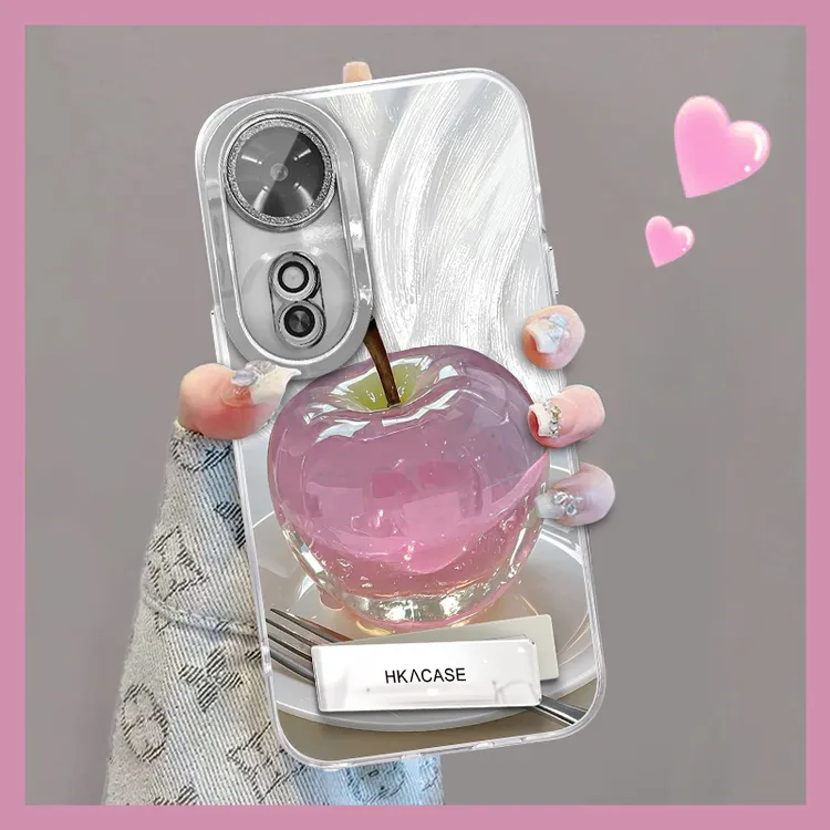 适用于畅玩60精孔羽纱晶莹粉苹果网红个性创意支架全包手机壳女款