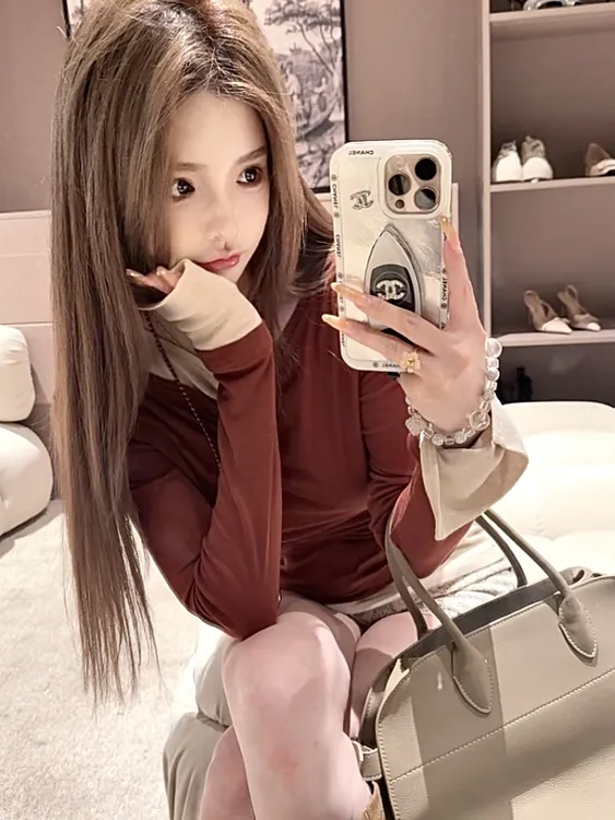 GUIDI GUDI【菠萝冰棒】时尚通勤长袖T恤 /黄加蓝