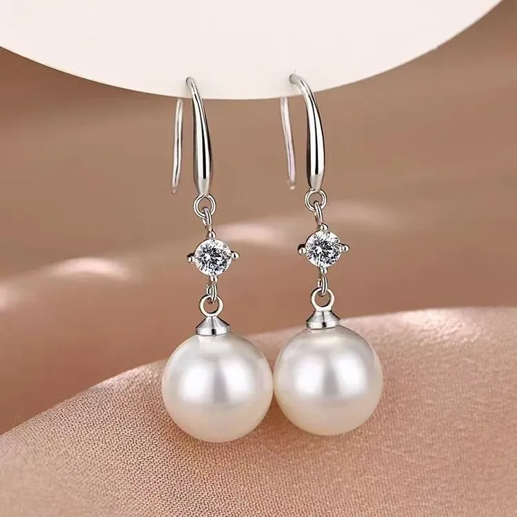 925银耳饰 爆款气质百搭珠珠大气耳环925防过敏耳饰时尚耳坠女款