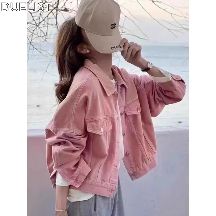 DUELIST新款时尚休闲百搭网红洋气短款女高端小个子水洗牛仔上衣