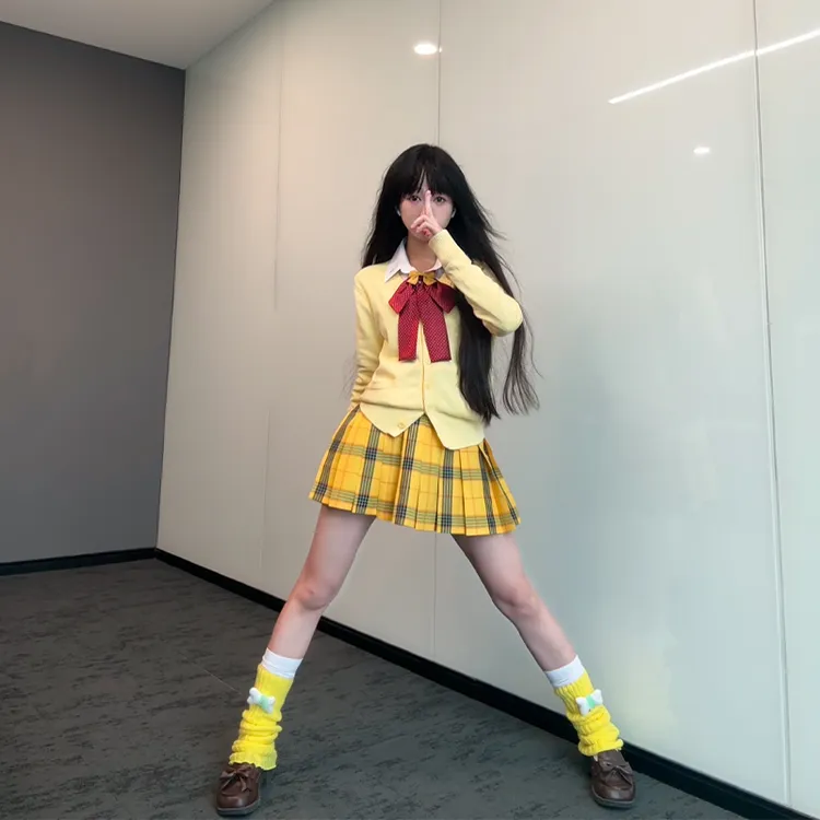 北璃酱原创jk格裙正版原创小甜杏黄色显白学院风女制服套装百褶裙