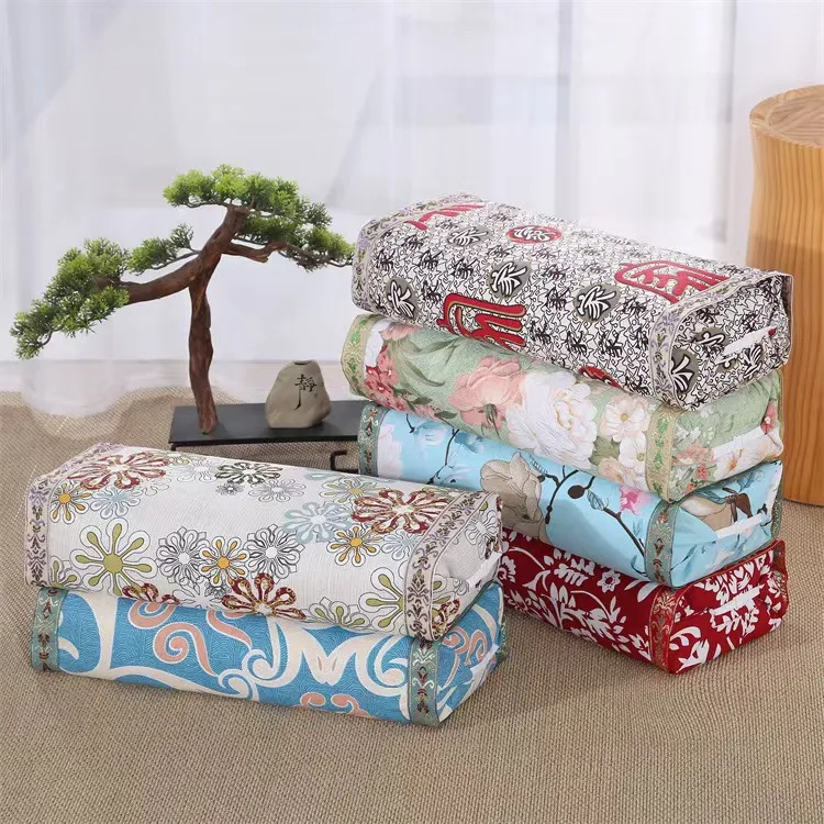 少年可调高度老粗布柏籽草本印花宫廷枕套家用颈椎枕套